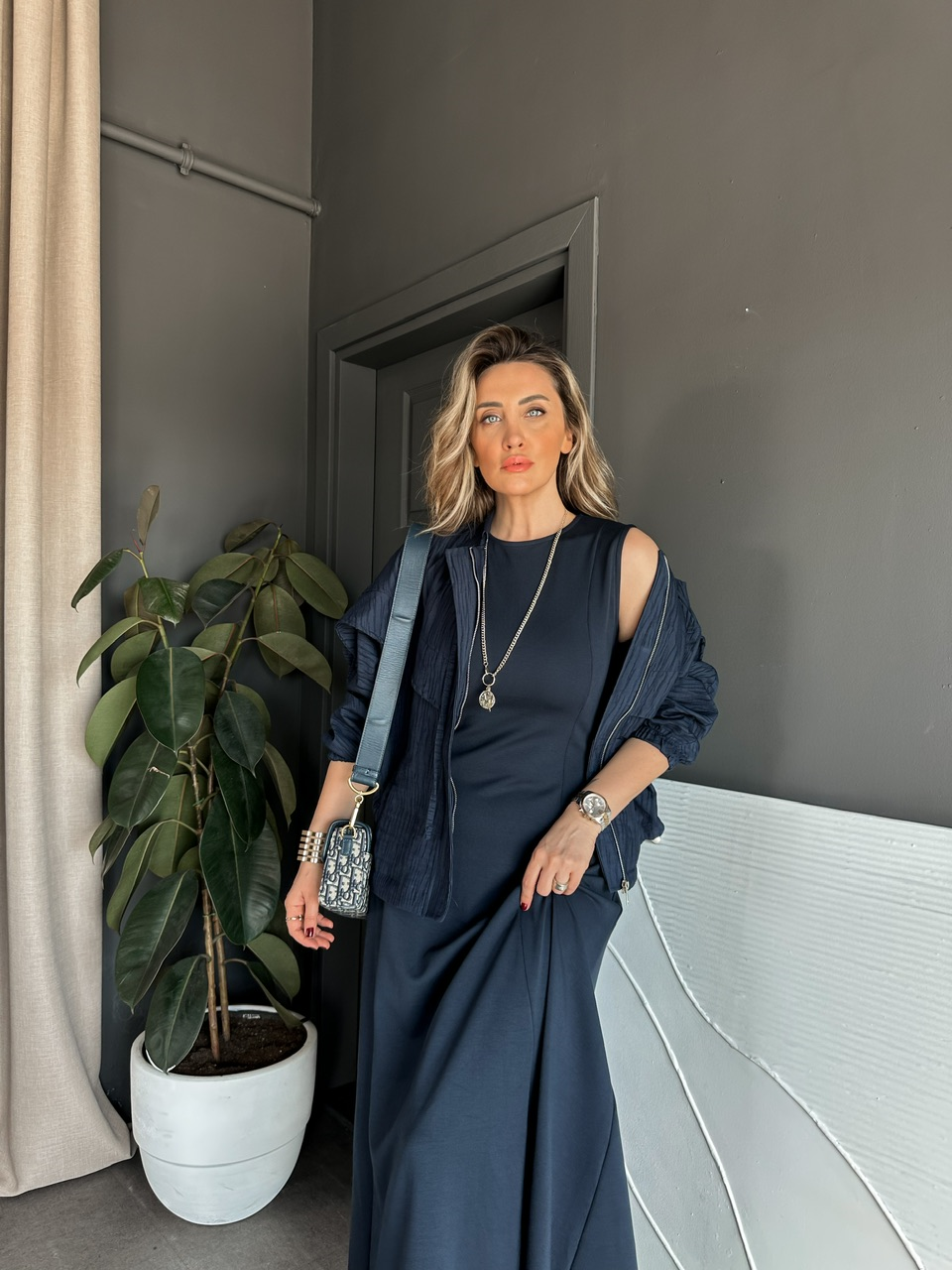 Lacivert Ceket Elbise Premium Takım
