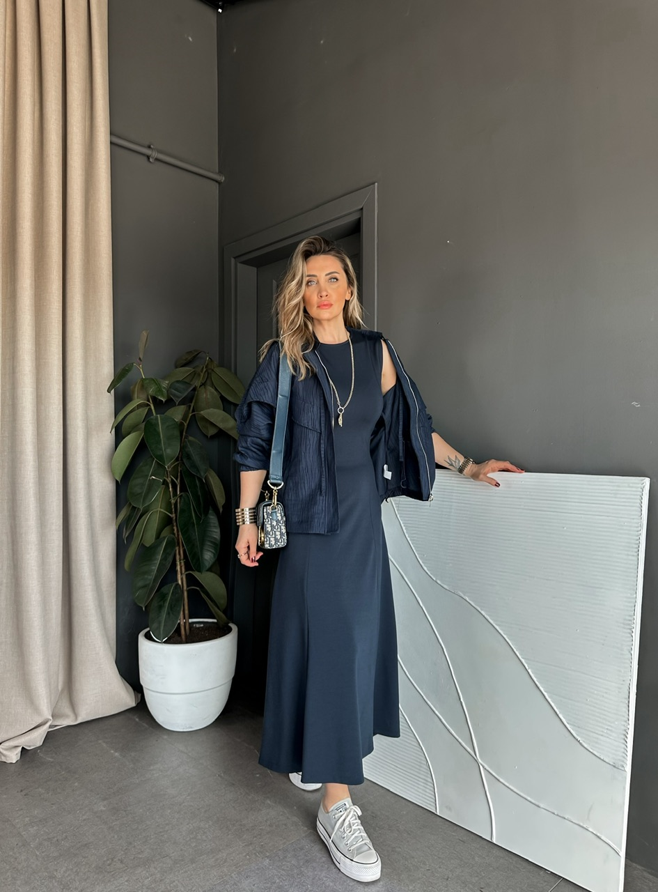 Lacivert Ceket Elbise Premium Takım