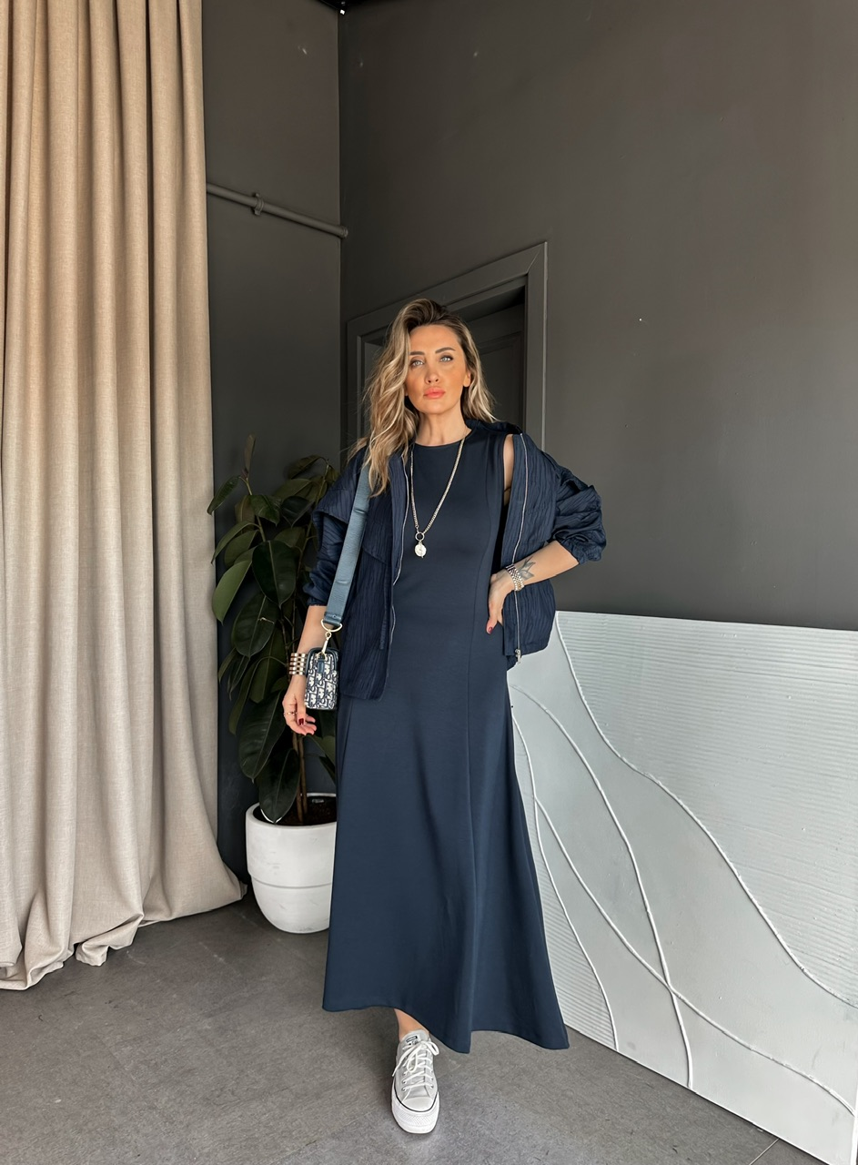 Lacivert Ceket Elbise Premium Takım