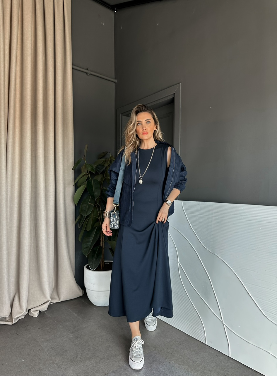 Lacivert Ceket Elbise Premium Takım