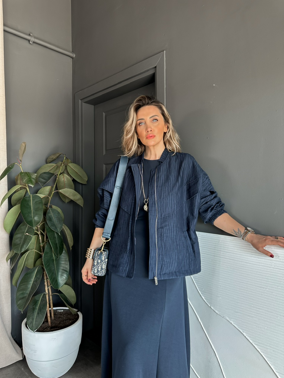 Lacivert Ceket Elbise Premium Takım