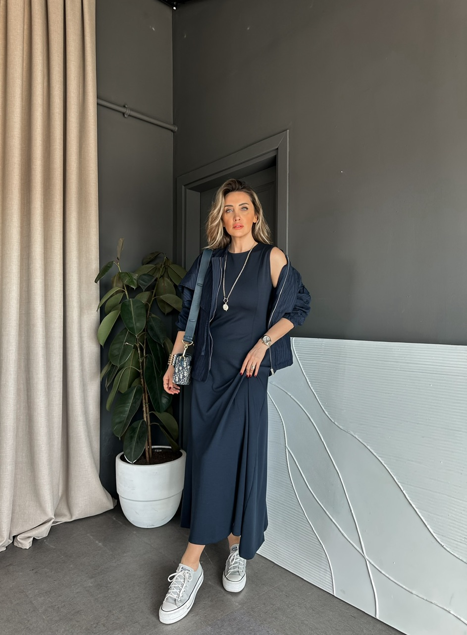 Lacivert Ceket Elbise Premium Takım