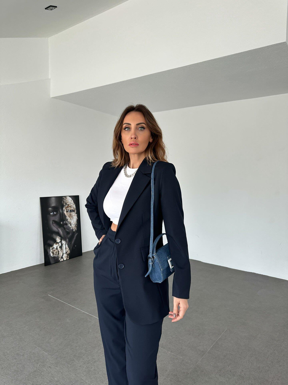Lacivert Çift Düğmeli Takım