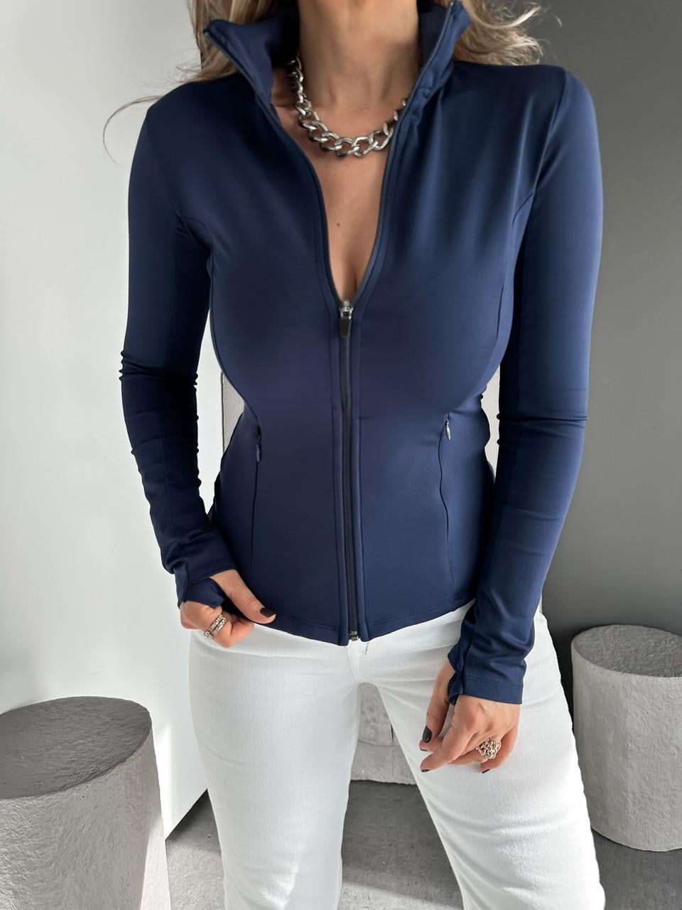 Lacivert Fermuarlı Parmaklı Oysho Sweatshirt
