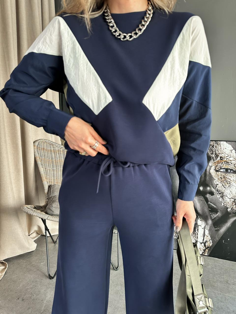 Lacivert Gömlek Kollu Tasarım Sweatshirt
