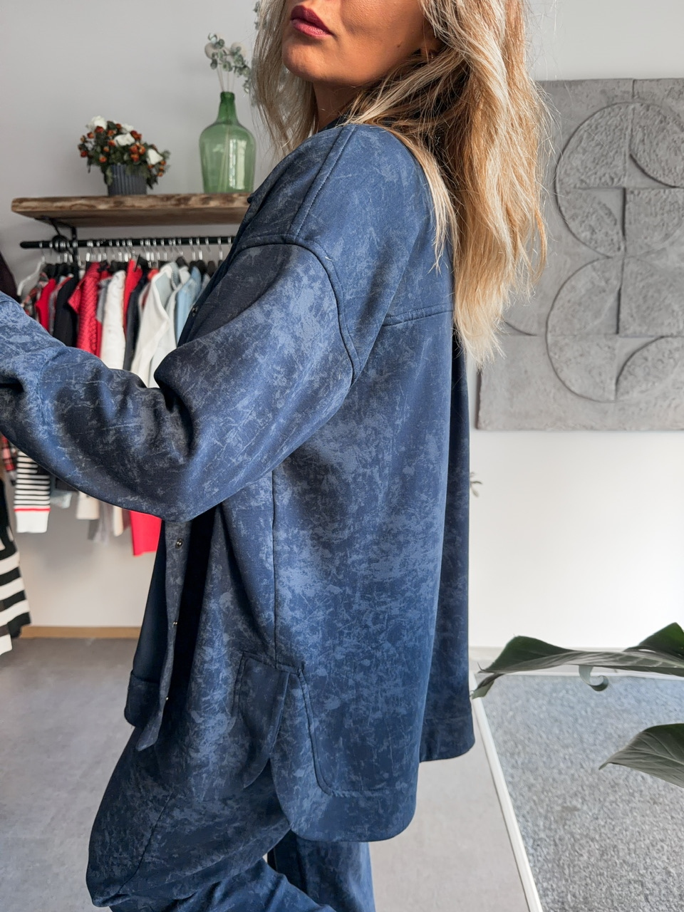 Lacivert Gömlek Pantolon Batik Takım
