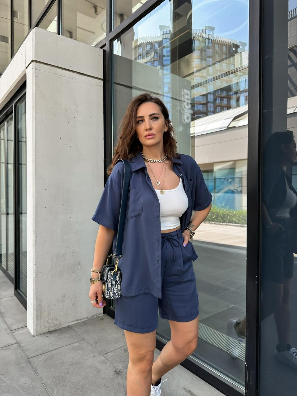Lacivert Gömlek Şort Marka Model Takım
