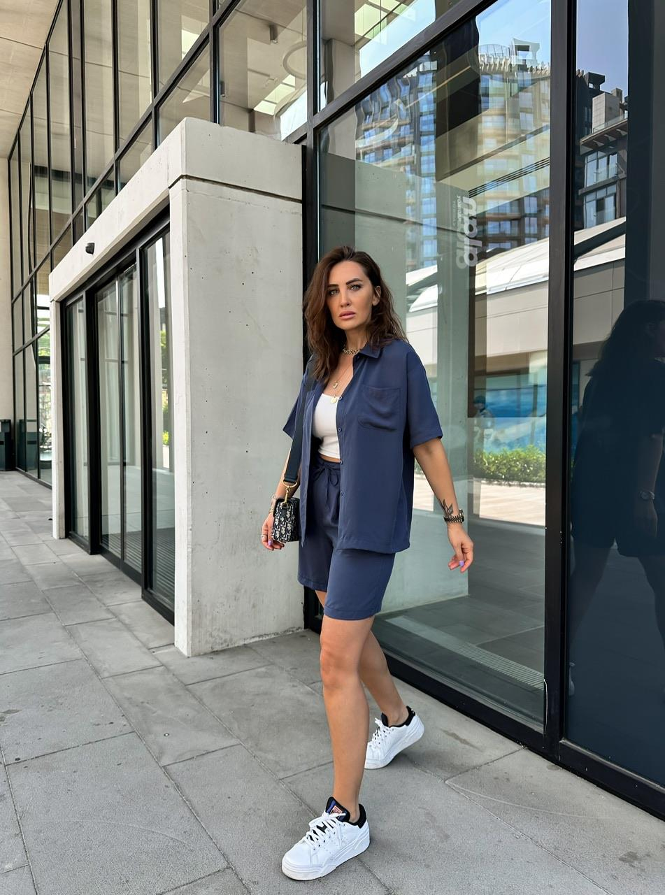 Lacivert Gömlek Şort Marka Model Takım
