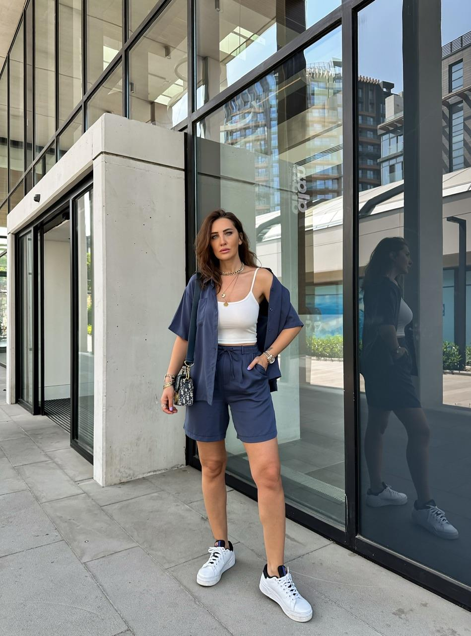 Lacivert Gömlek Şort Marka Model Takım