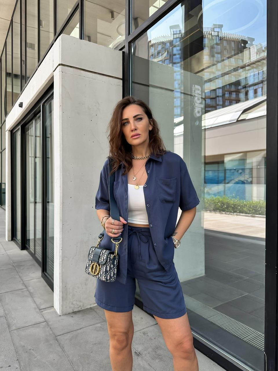 Lacivert Gömlek Şort Marka Model Takım