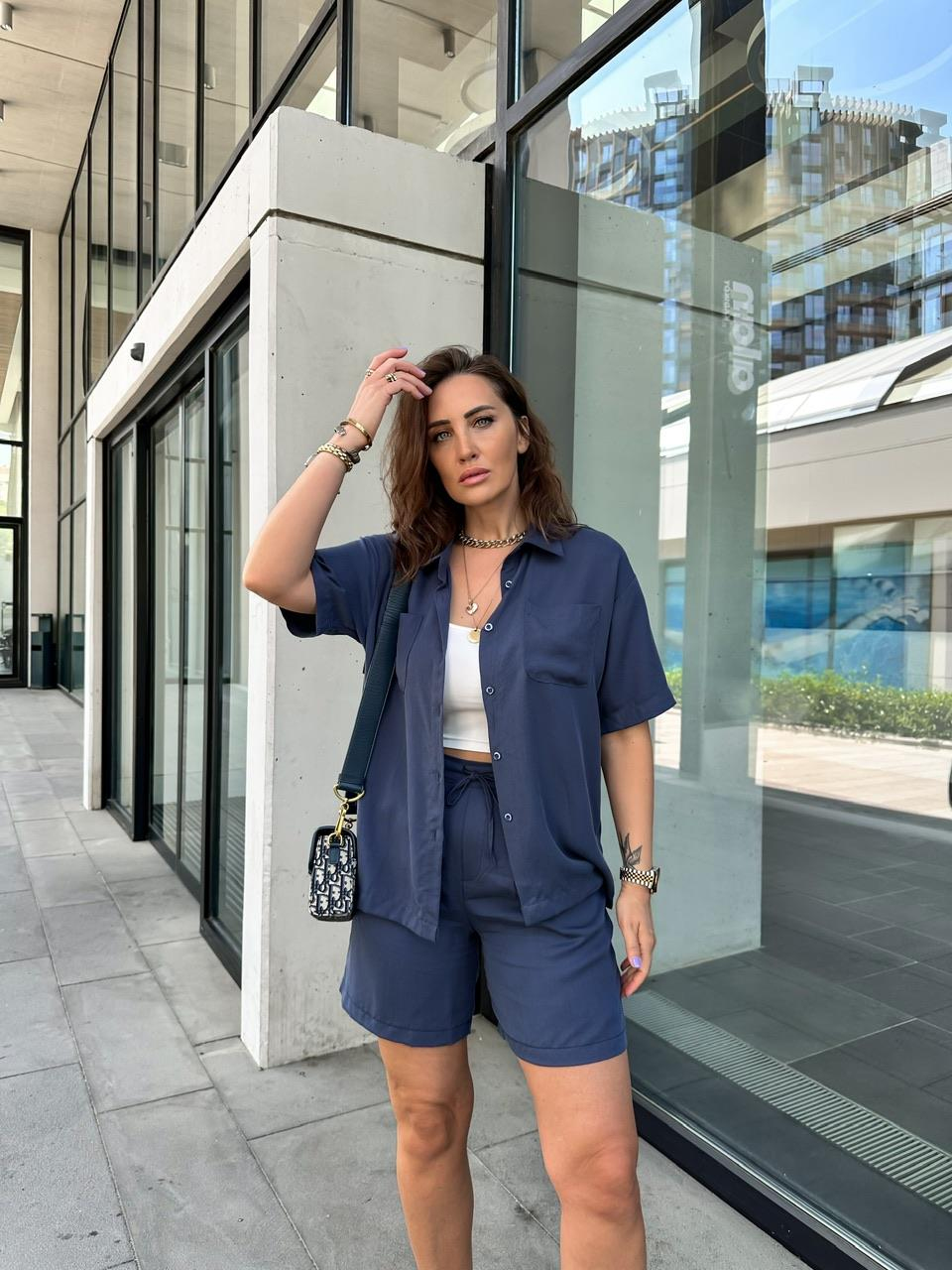 Lacivert Gömlek Şort Marka Model Takım