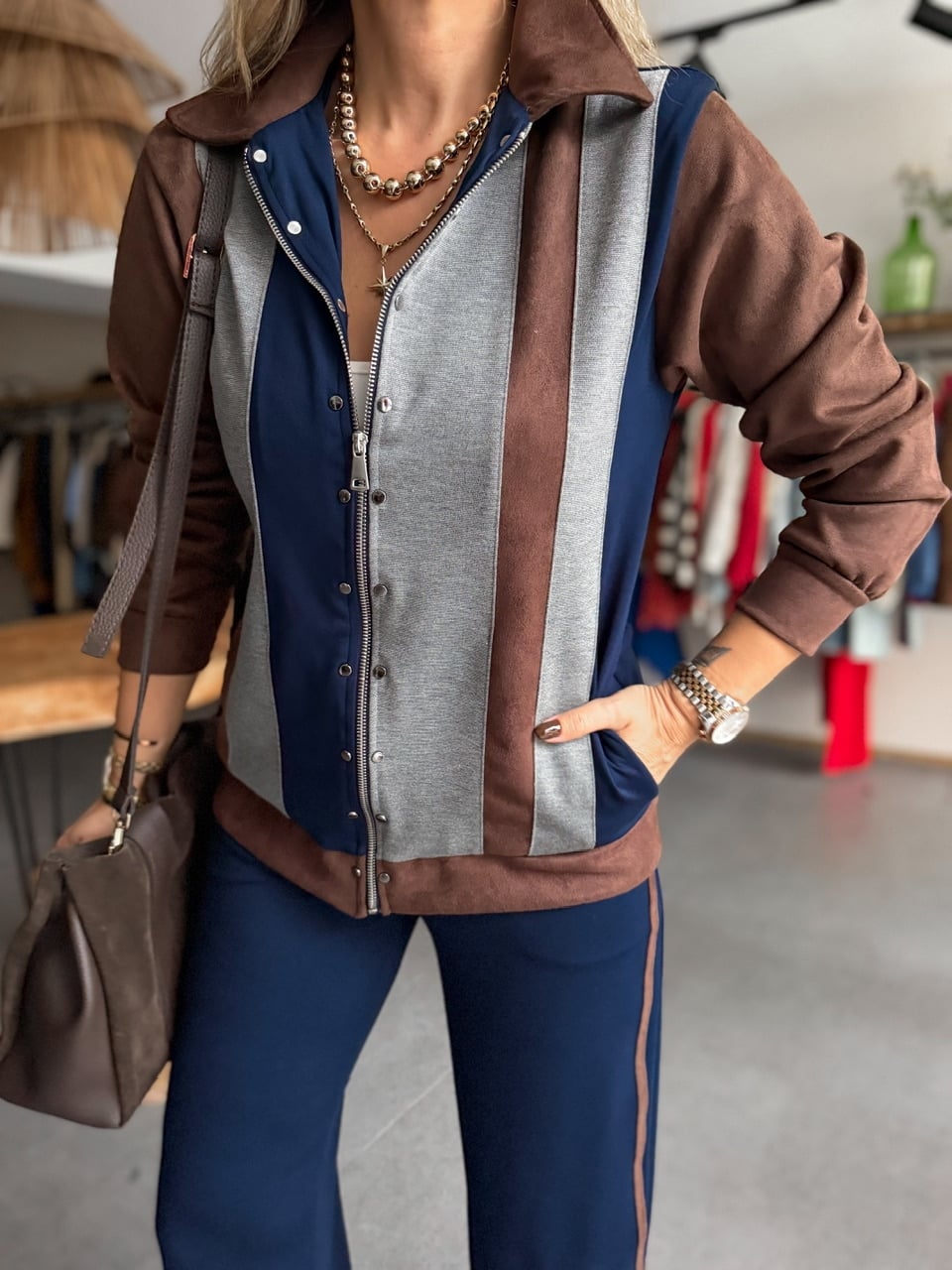 Lacivert Gri Garnili Marka Model Takım