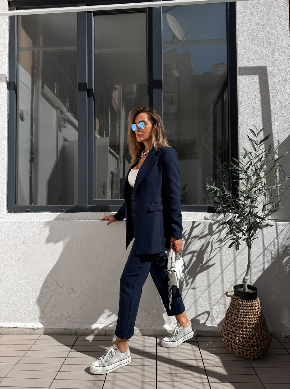 Lacivert Kaplama Düğmeli Premium Takım