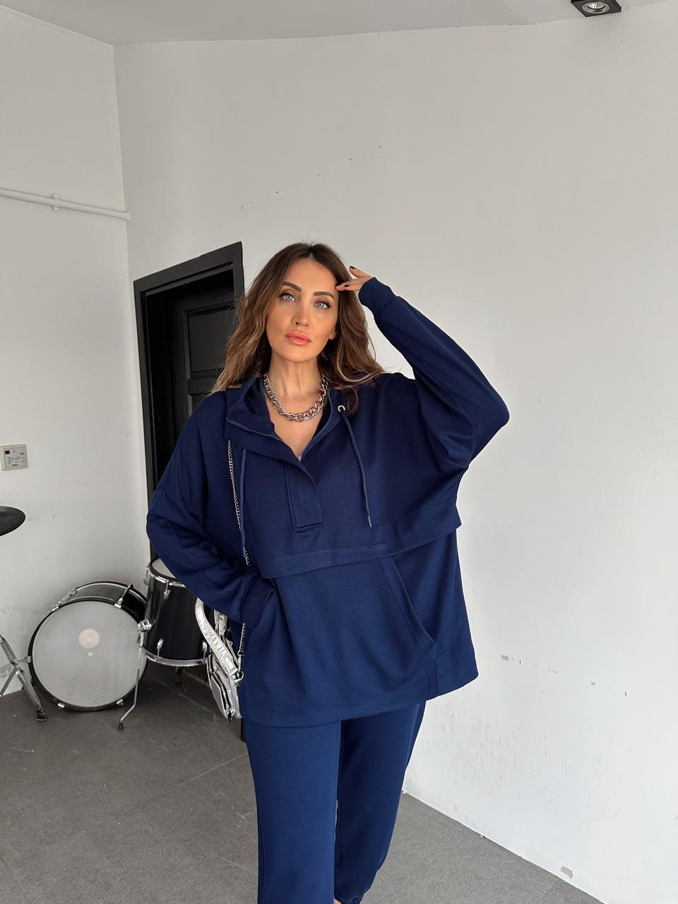 Lacivert Kapşonlu Modal Spor Takım