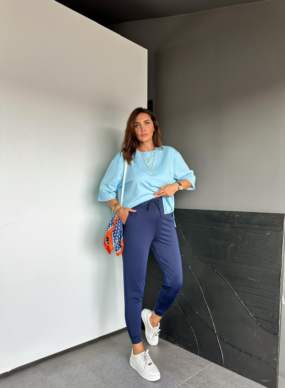 Lacivert Likralı Jogger Pantolon