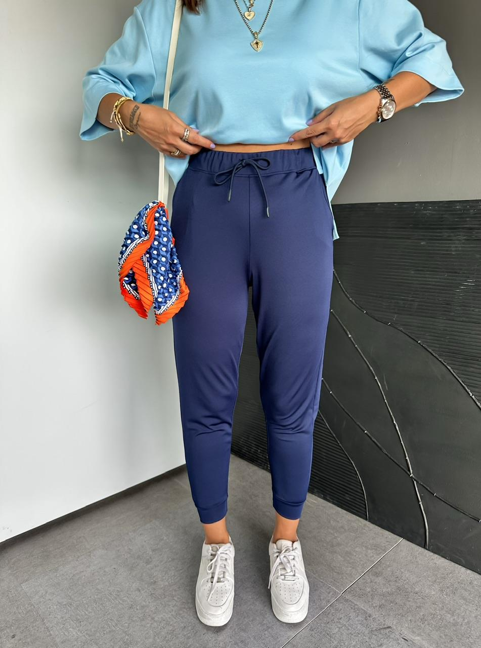 Lacivert Likralı Jogger Pantolon