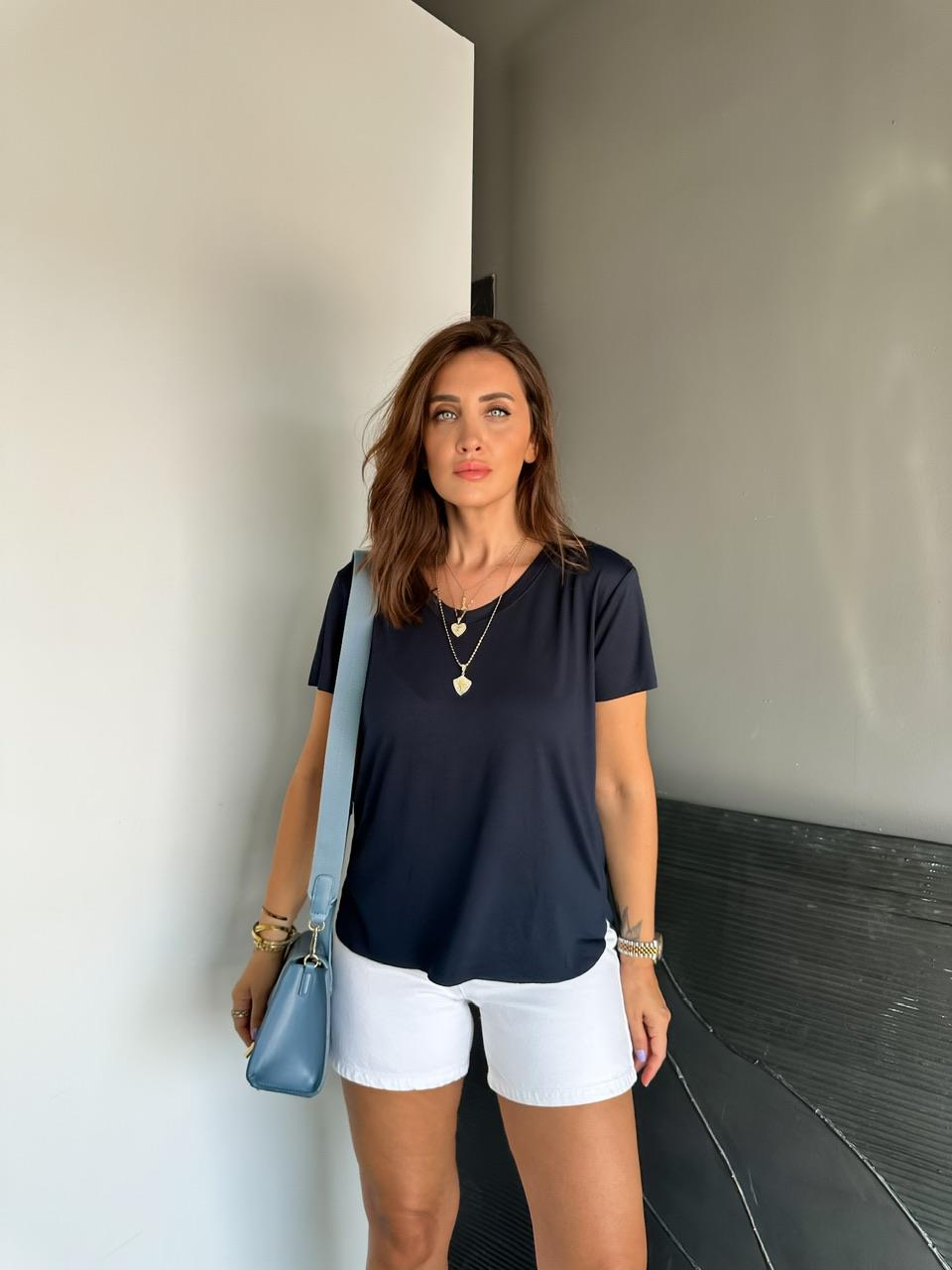 Lacivert Orijinal Pamuk Tshirt