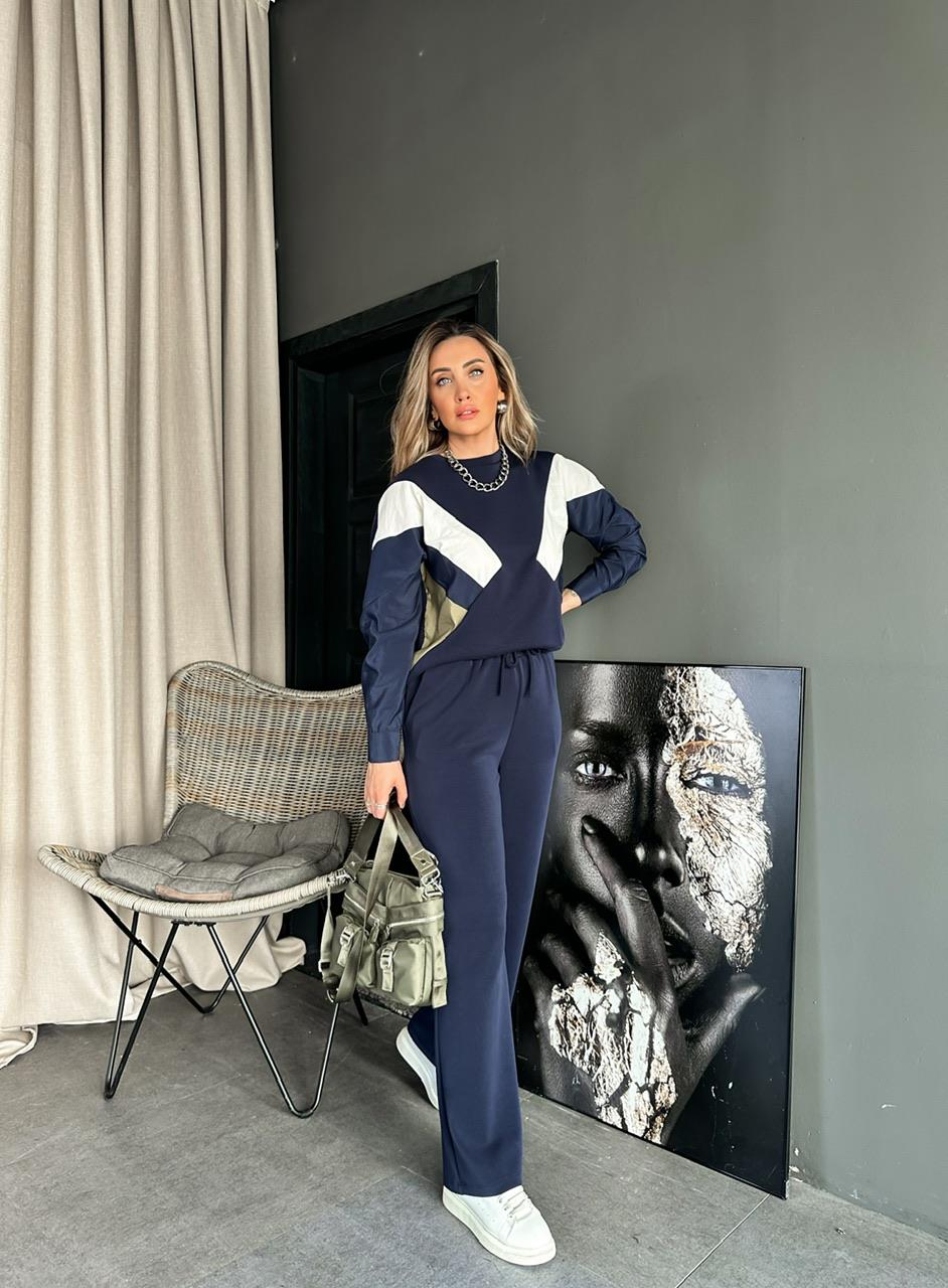 Lacivert Palazzo Model Pantolon
