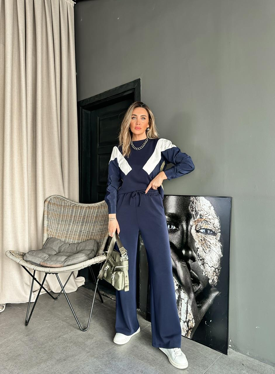 Lacivert Palazzo Model Pantolon