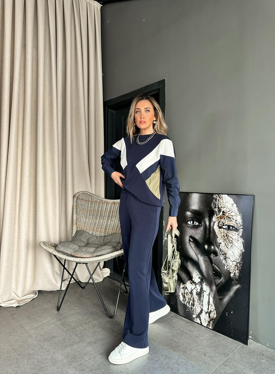 Lacivert Palazzo Model Pantolon