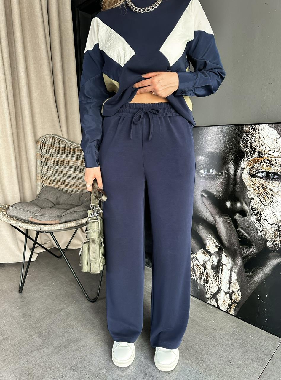 Lacivert Palazzo Model Pantolon