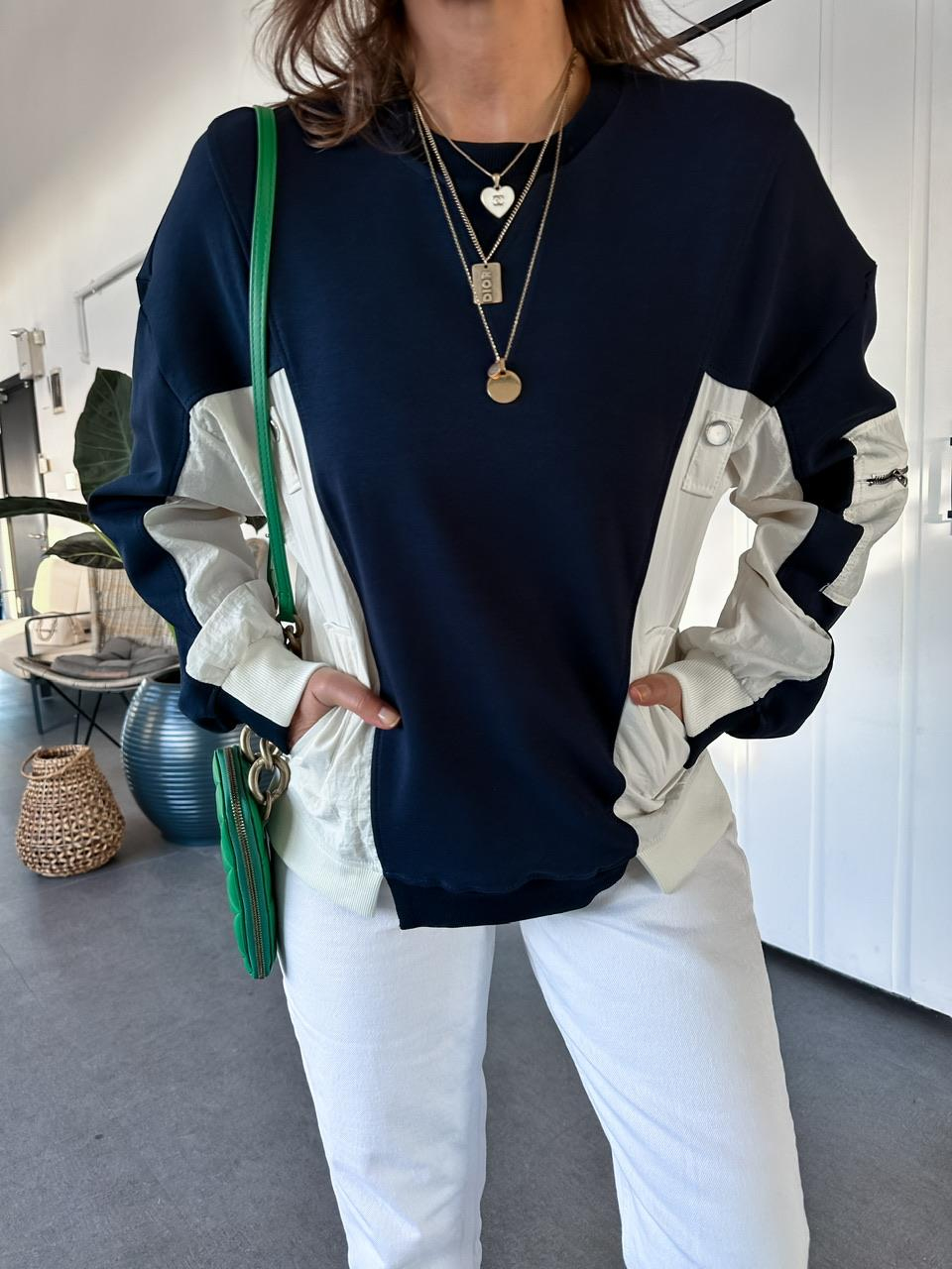 Lacivert Paraşüt Detaylı Cepli Sweatshirt