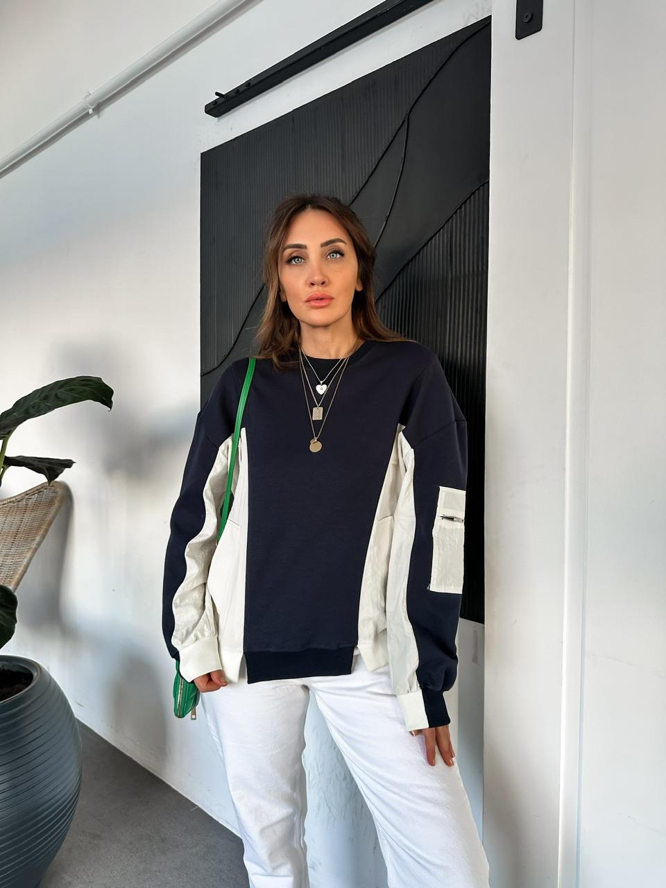 Lacivert Paraşüt Detaylı Cepli Sweatshirt
