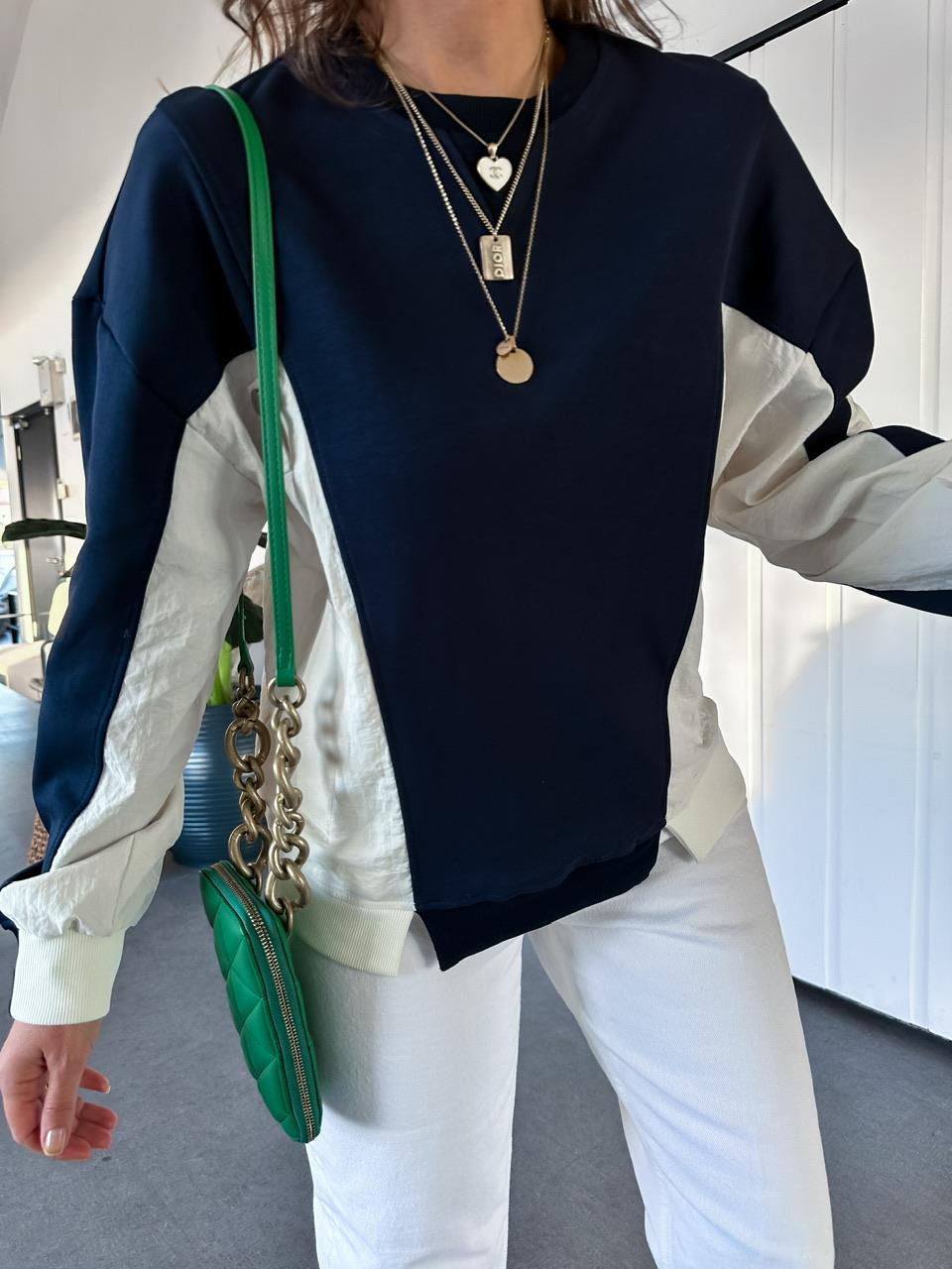 Lacivert Paraşüt Detaylı Cepli Sweatshirt