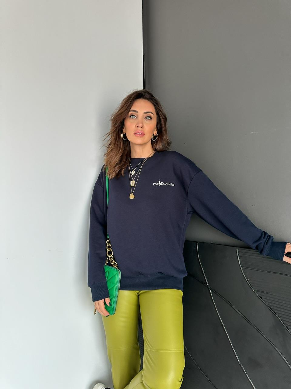 Lacivert Polo Basic Sweatshirt