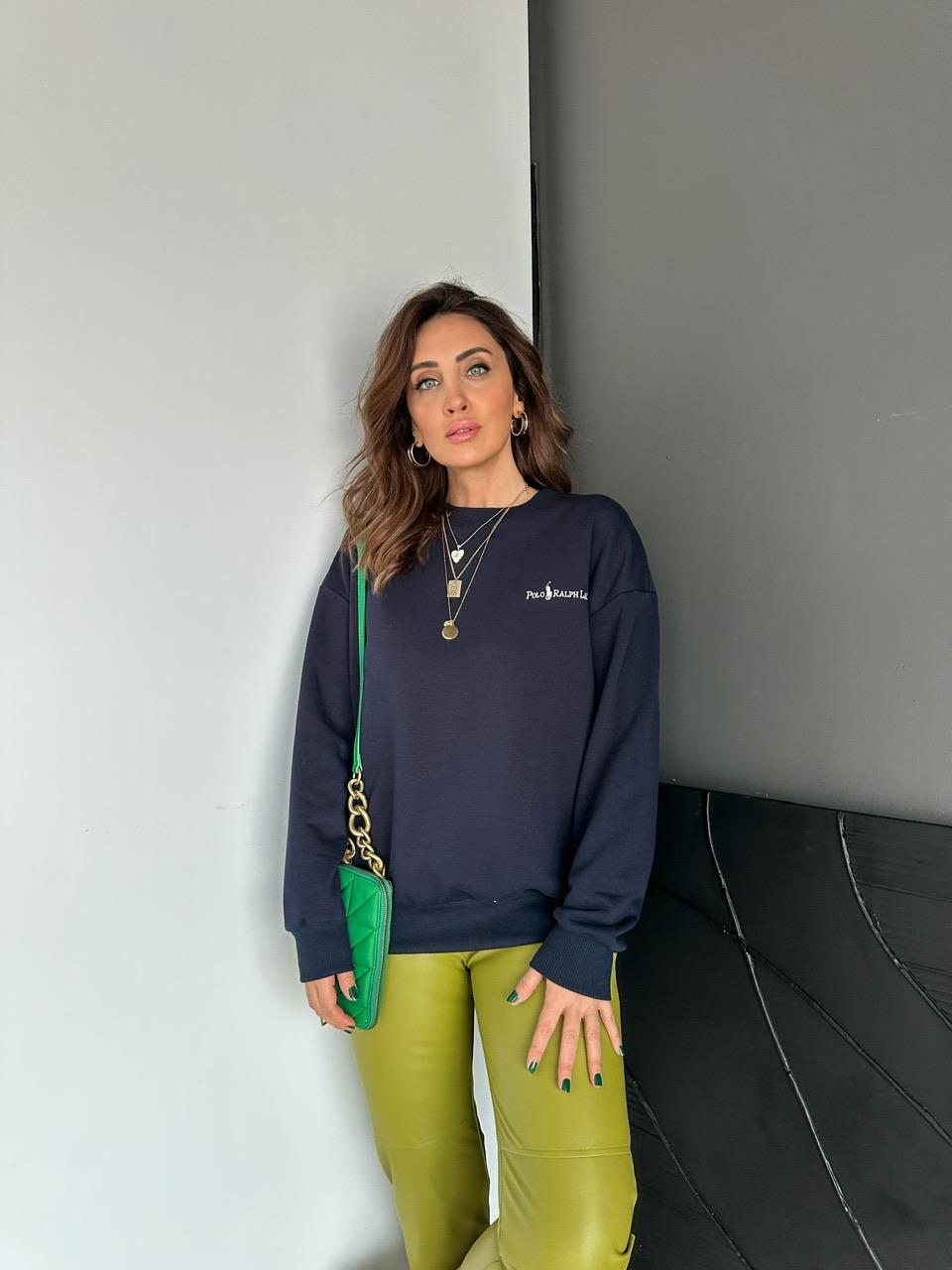 Lacivert Polo Basic Sweatshirt