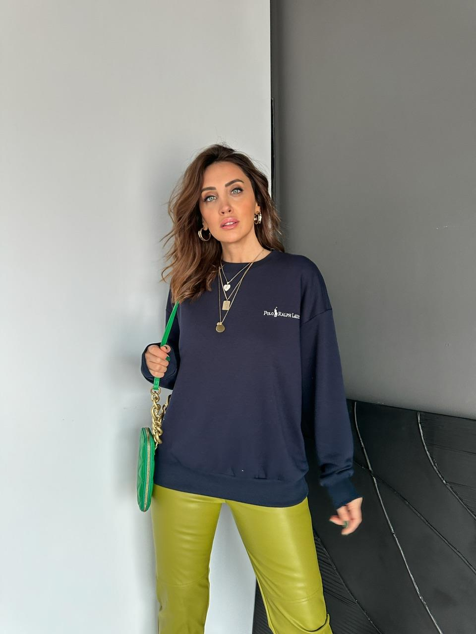 Lacivert Polo Basic Sweatshirt
