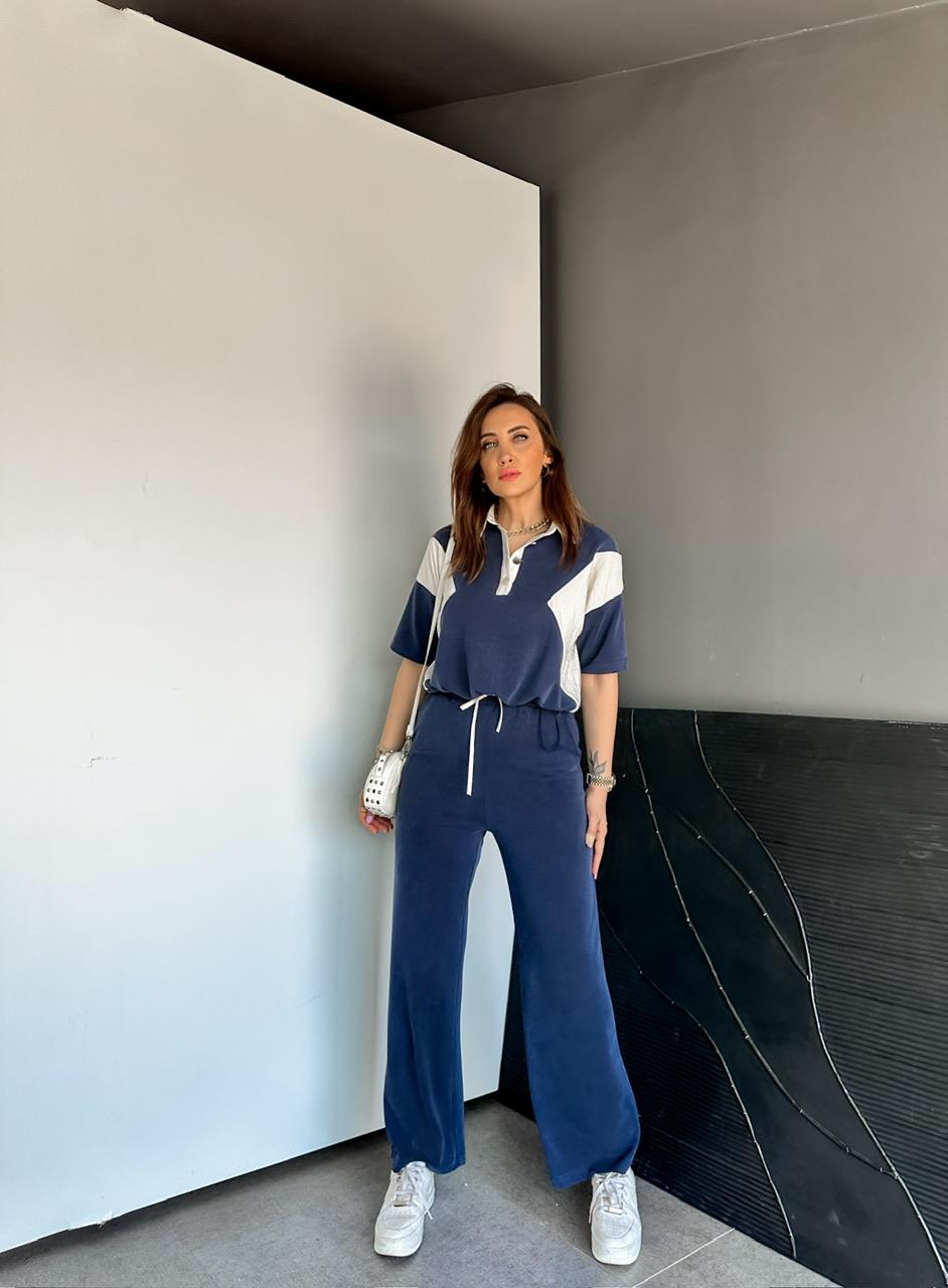 Lacivert Polo Yaka Garnili Takım