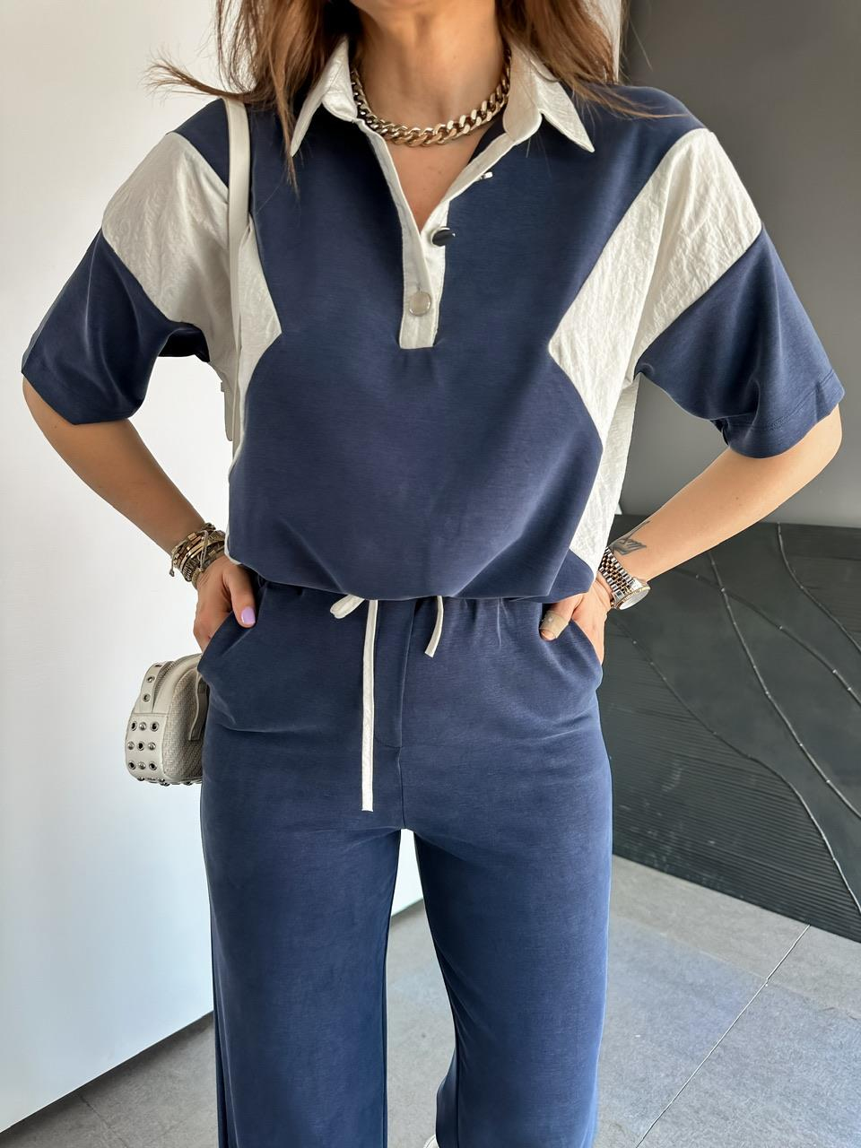 Lacivert Polo Yaka Garnili Takım