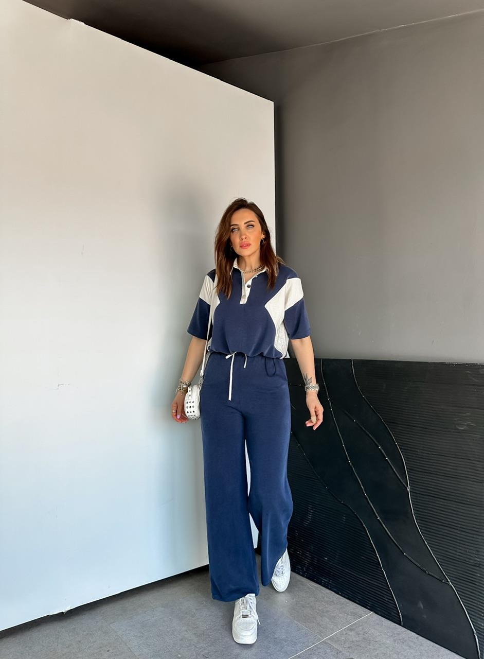 Lacivert Polo Yaka Garnili Takım