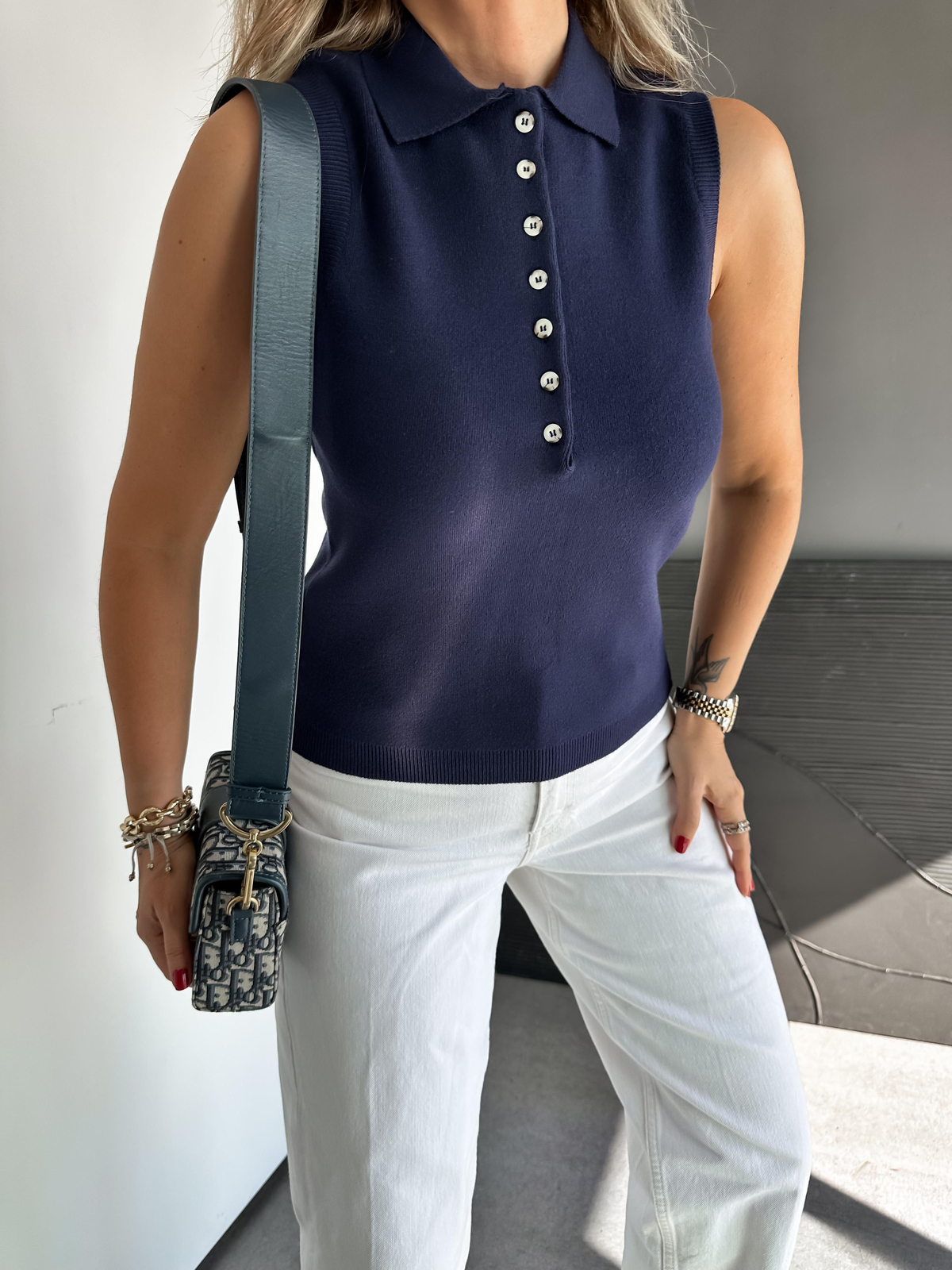 Lacivert Polo Yaka Marka Model Süveter