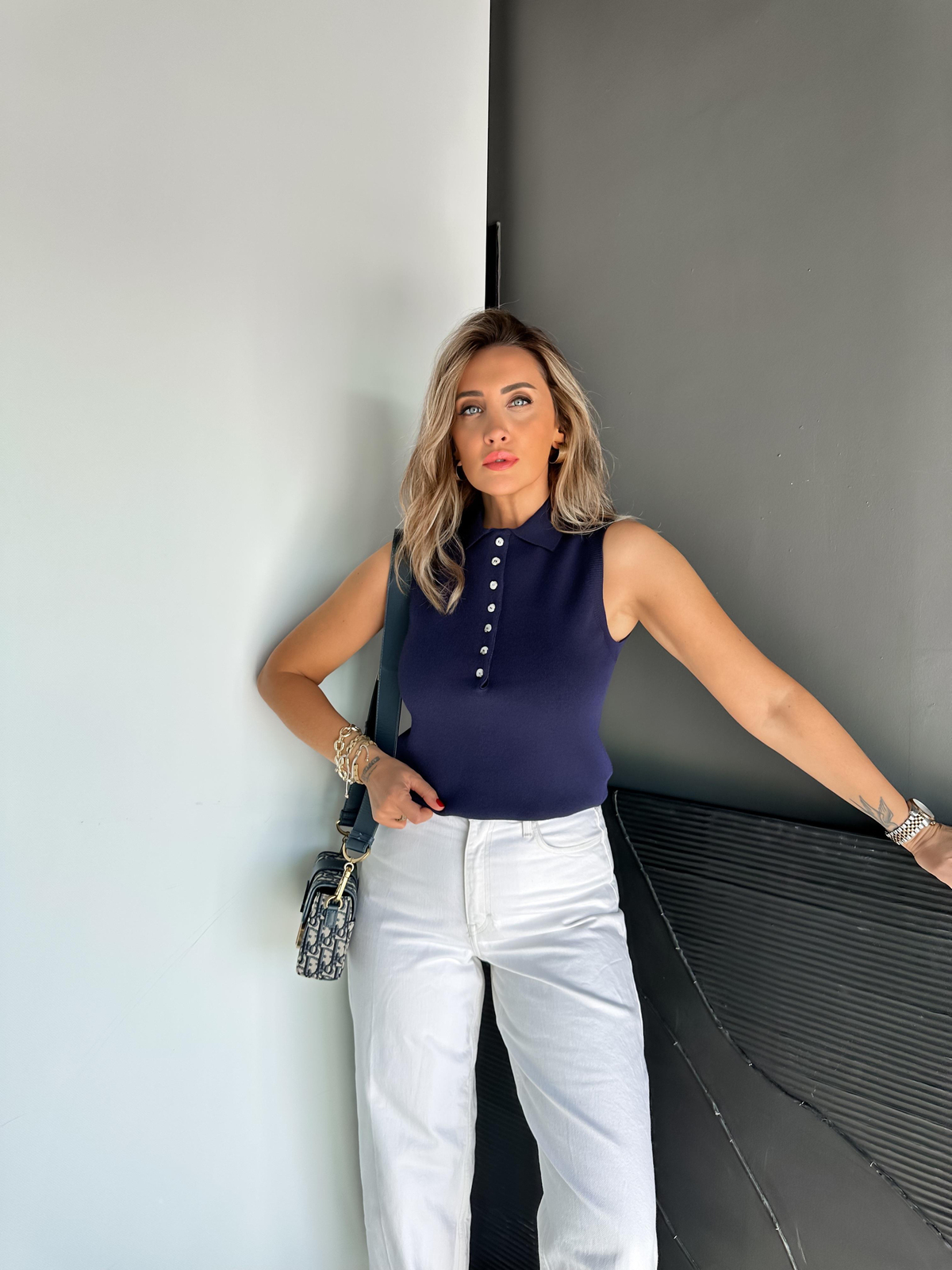 Lacivert Polo Yaka Marka Model Süveter