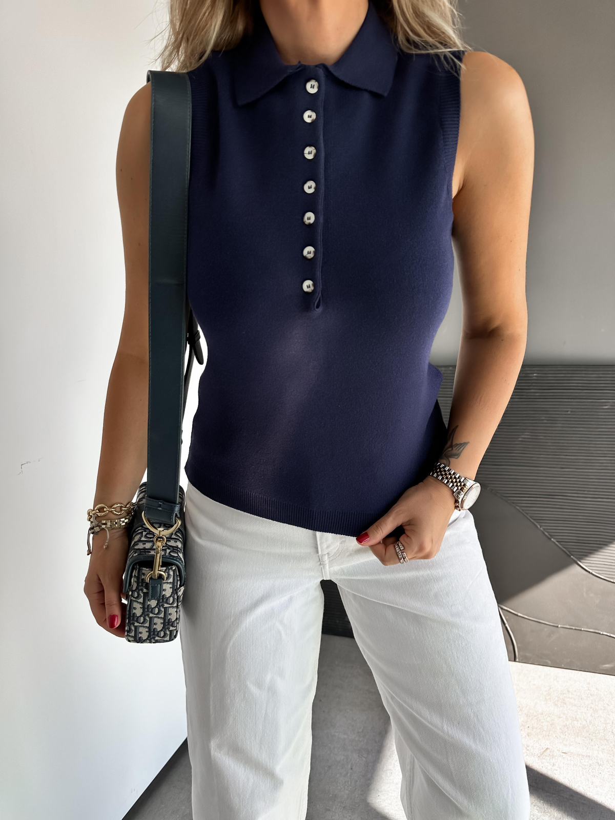 Lacivert Polo Yaka Marka Model Süveter