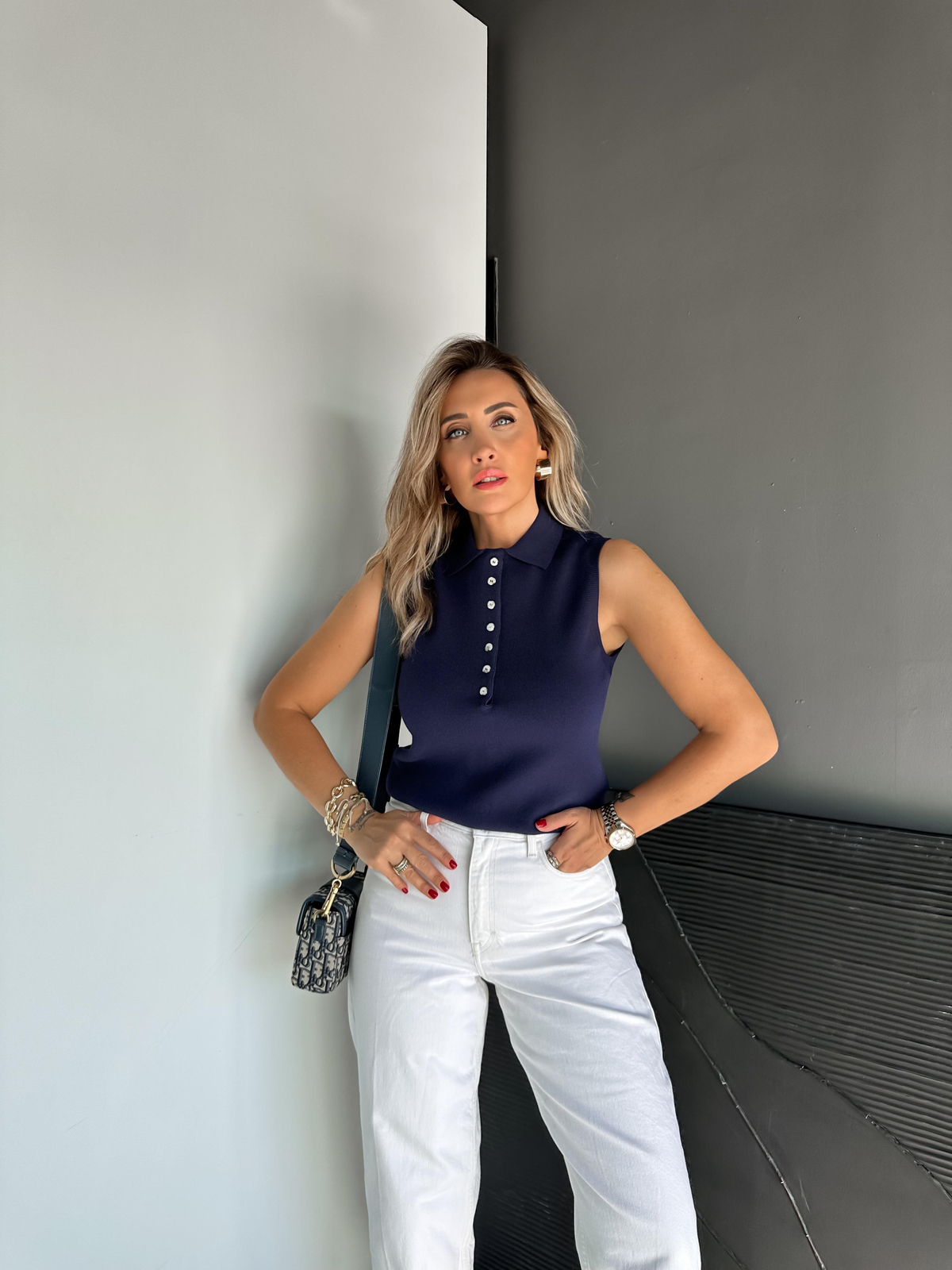 Lacivert Polo Yaka Marka Model Süveter