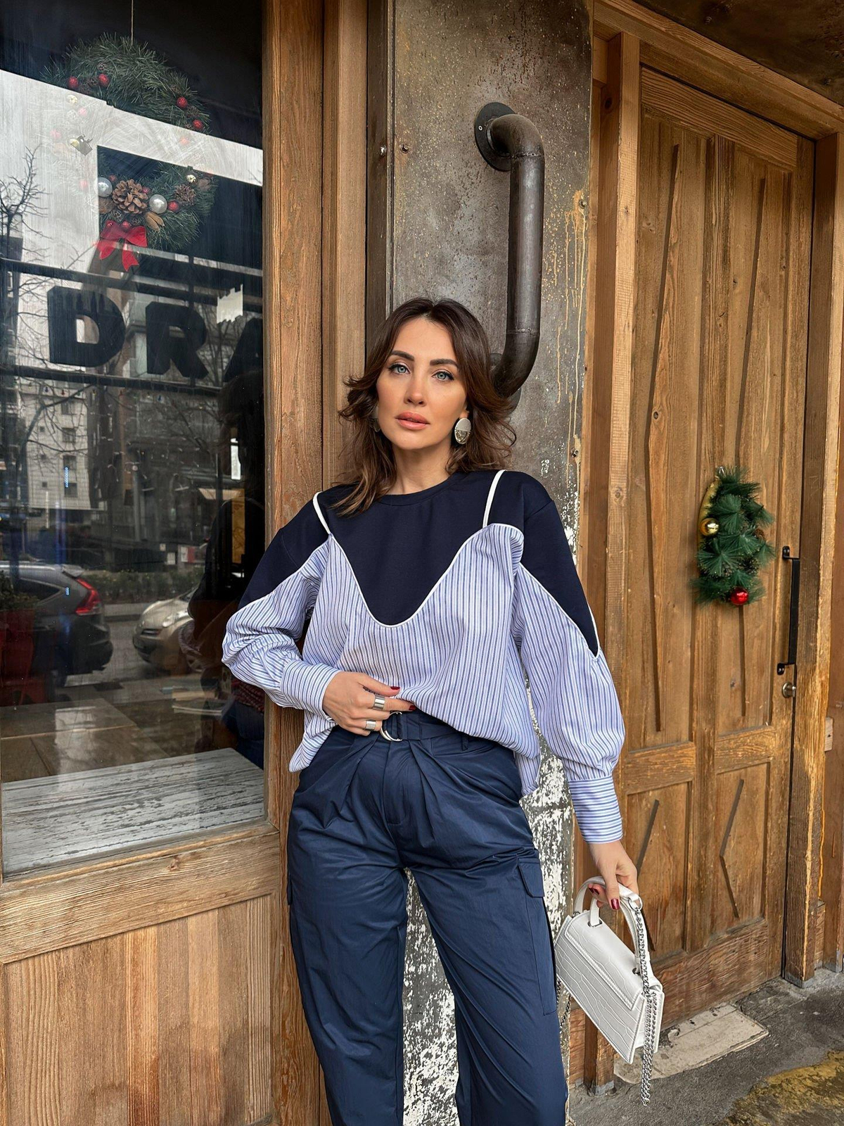 Lacivert Poplin Detaylı Sweatshirt