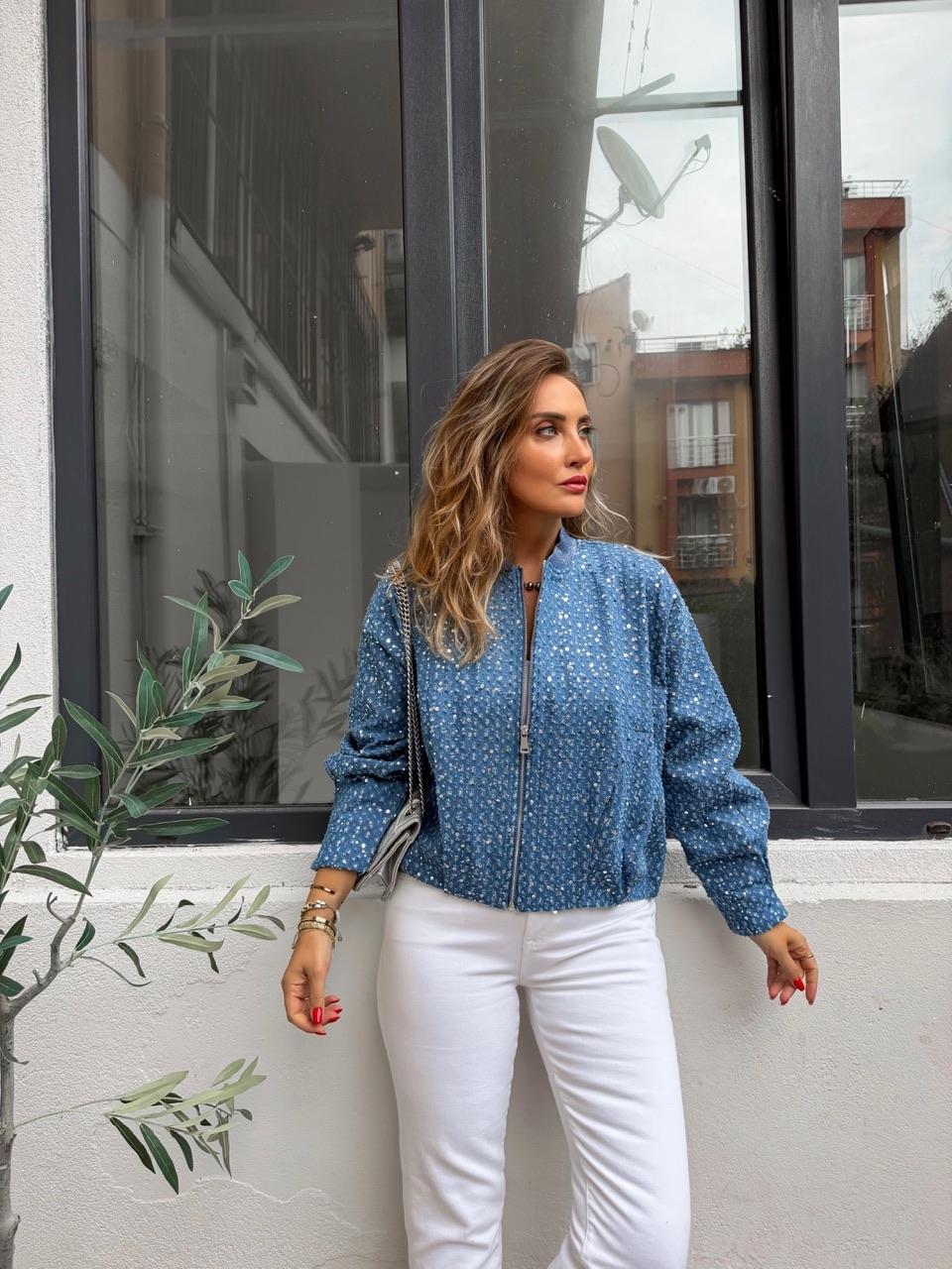 Lacivert Pullu Bomber Kot Ceket
