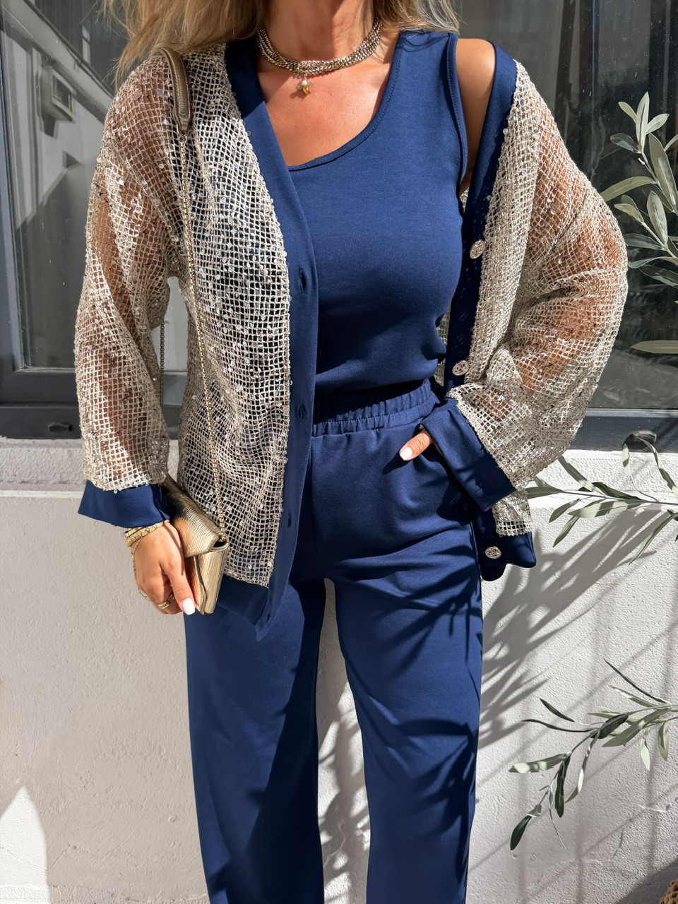 Lacivert Pullu Hırka 3'Lü Takım