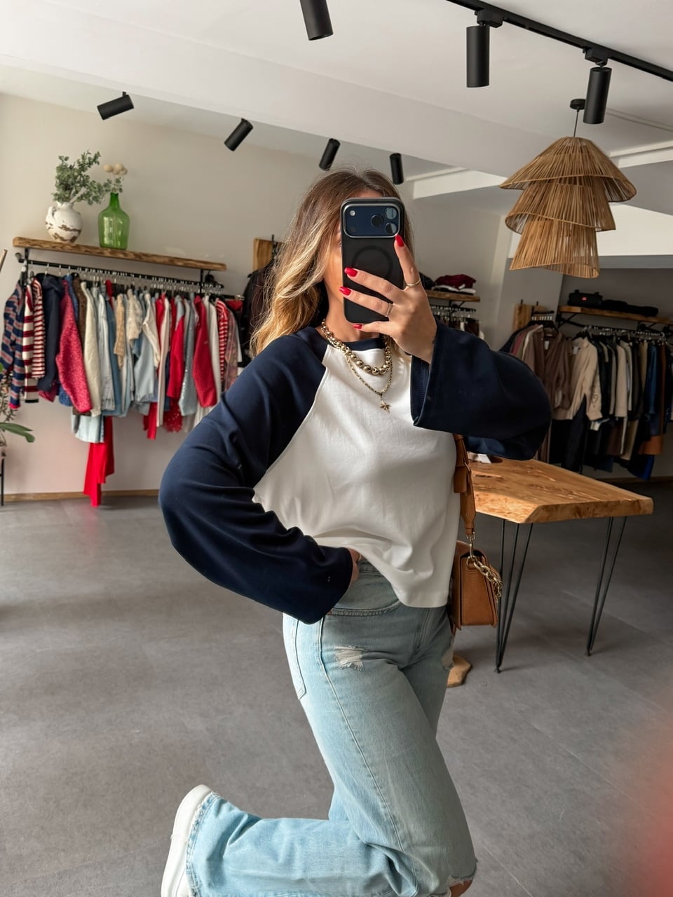 Lacivert Reglan Kol Tshirt