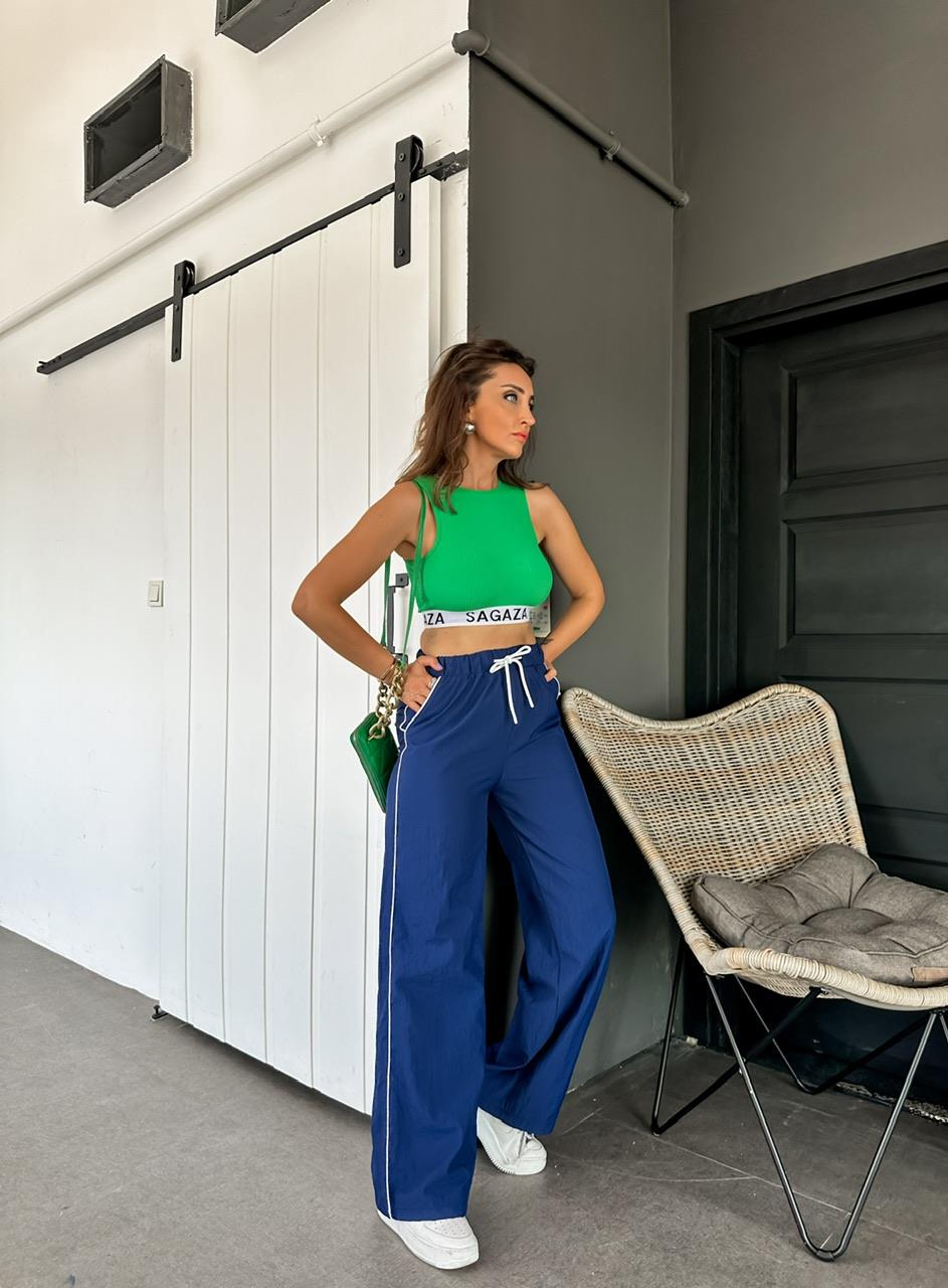 Lacivert Şeritli Paraşüt Pantolon