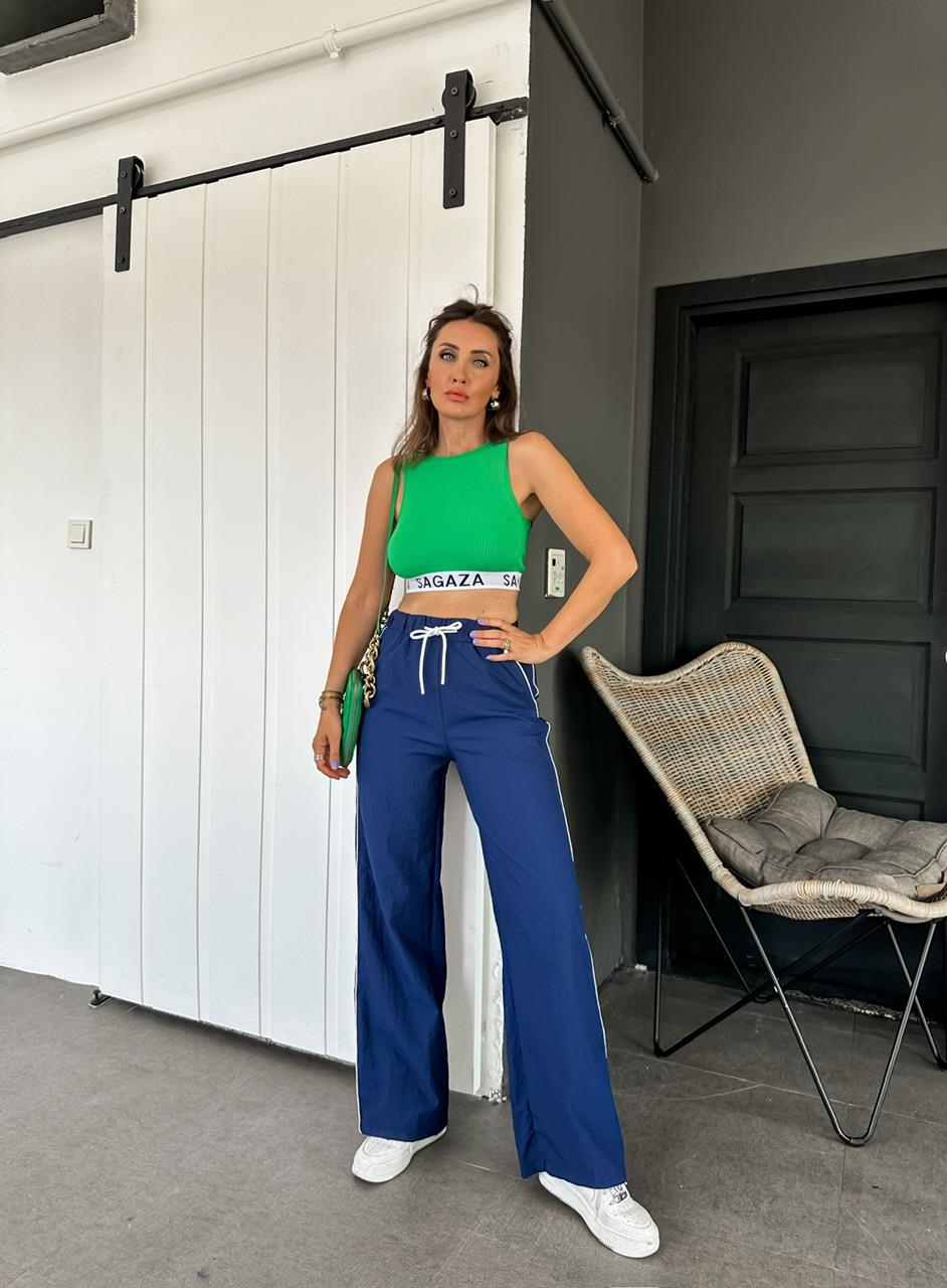 Lacivert Şeritli Paraşüt Pantolon