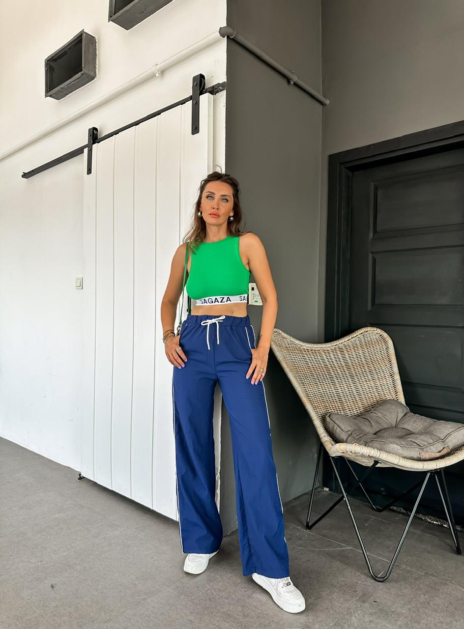 Lacivert Şeritli Paraşüt Pantolon