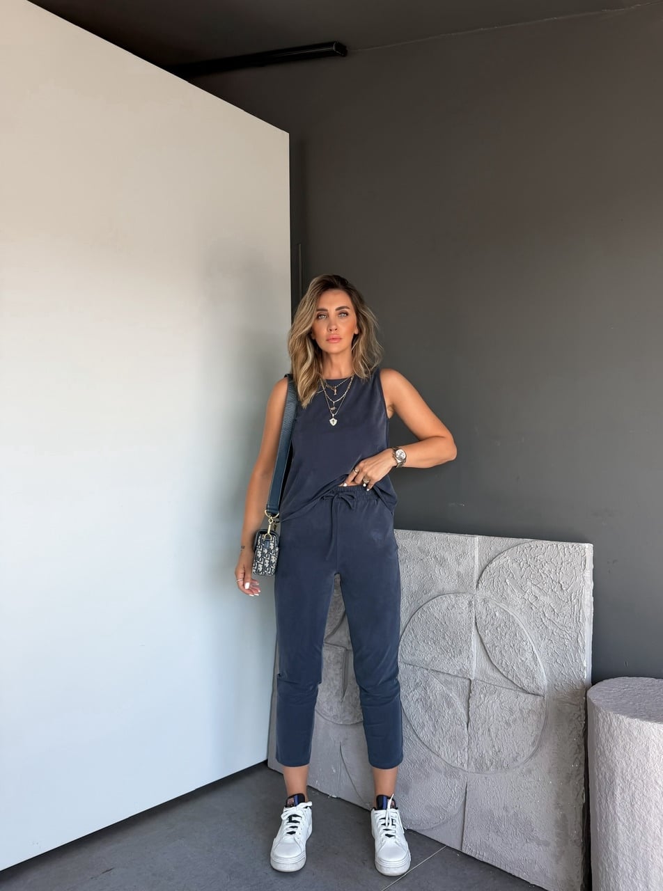 Lacivert Sıfır Kol Pike Basic Takım