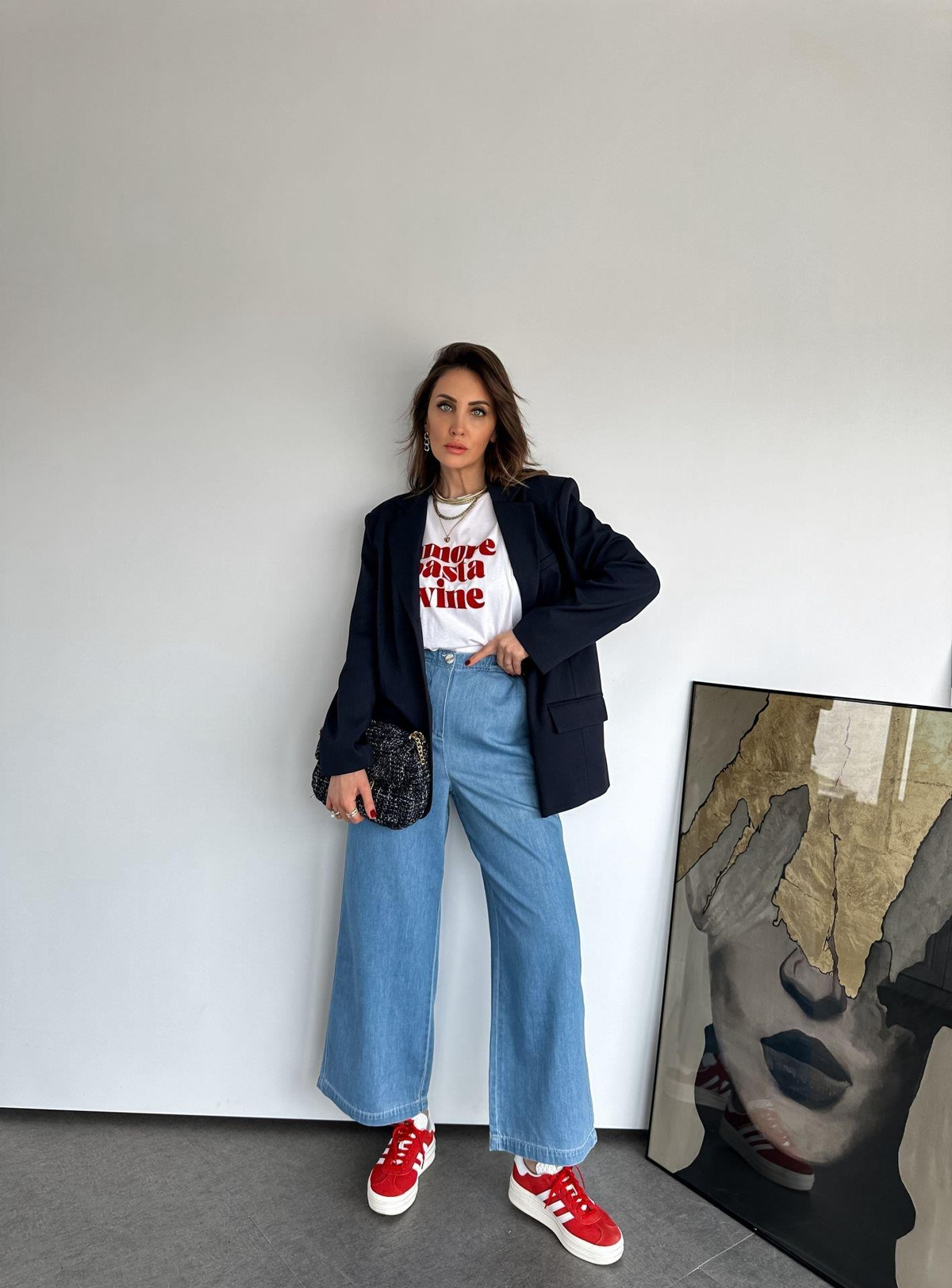 Lacivert Tek Düğmeli Blazer Ceket