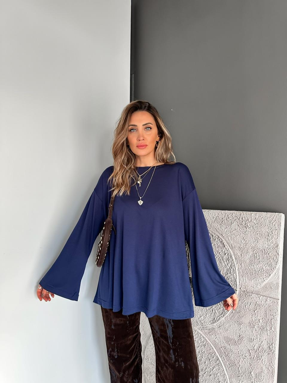 Lacivert Uzun Kol Salaş Tshirt
