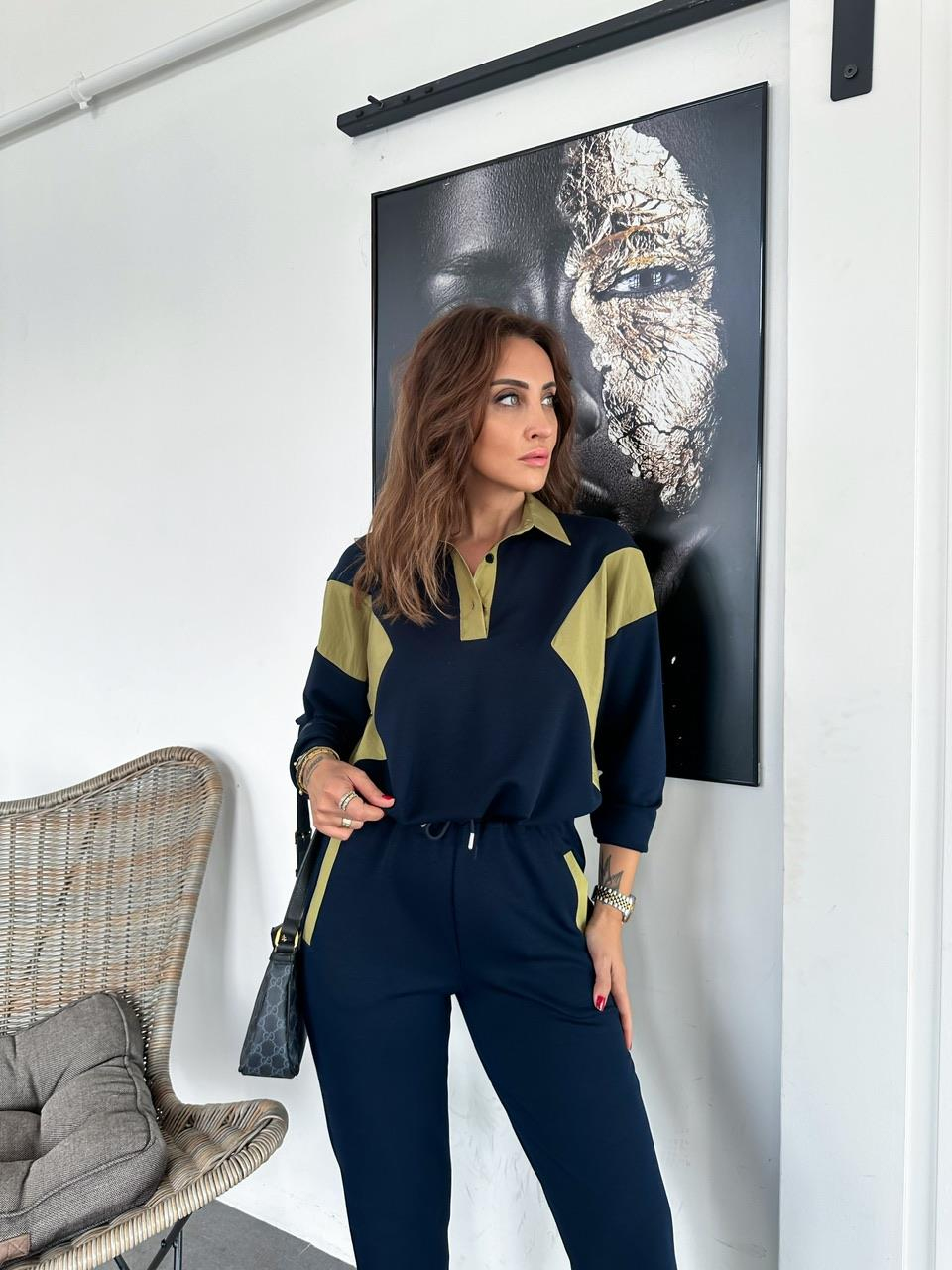 Lacivert Yeşil Paraşüt Detaylı Takım