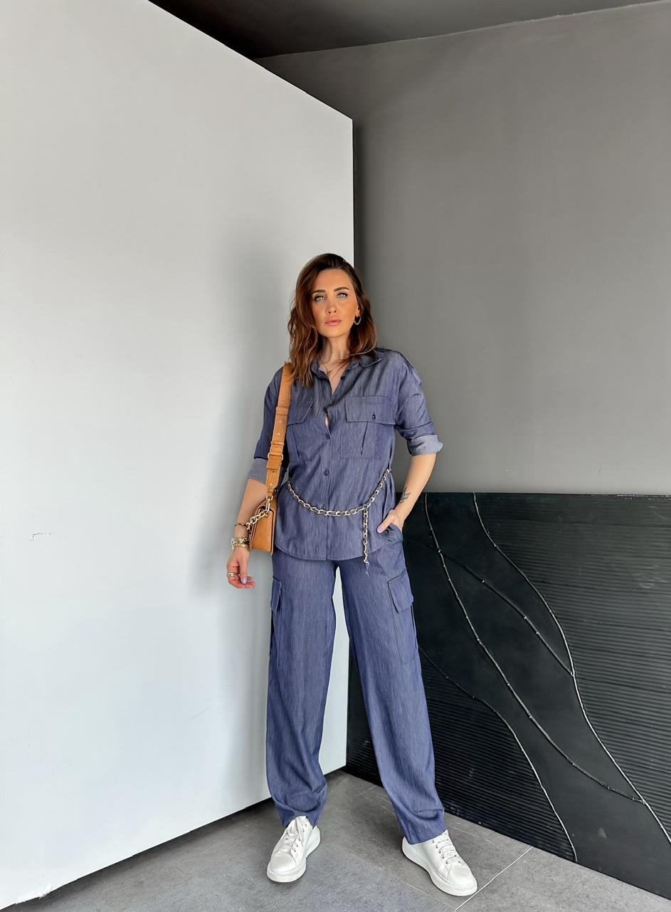 Lacivert Zincir Kemerli Safari Takım